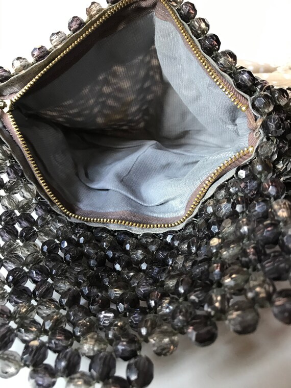 Vintage Beaded Clutch / Black Beaded Evening Bag - image 3