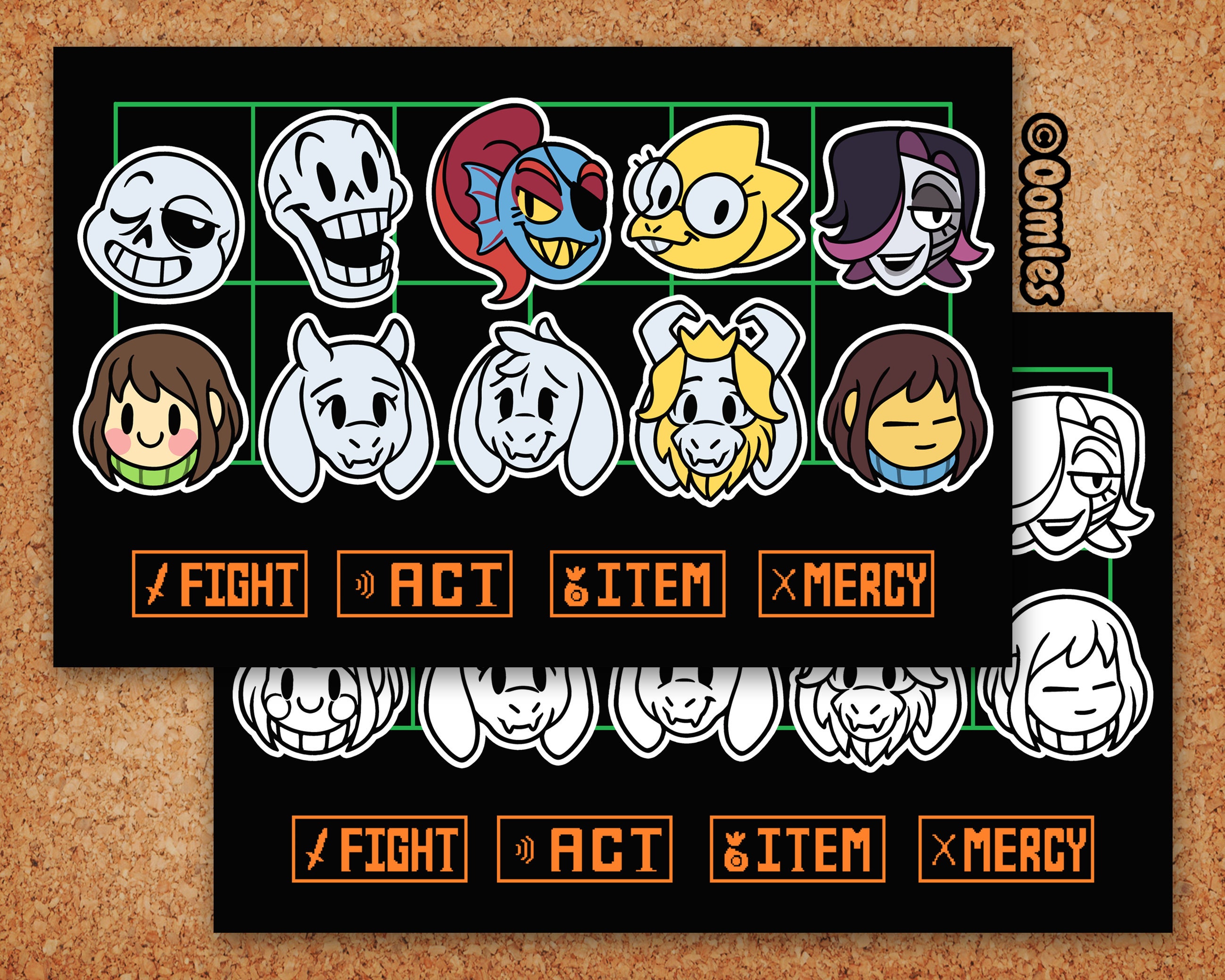 Act Item Fight Mercy Video Game Undertale Art Sticker for Sale by
