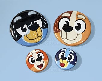 Blue Heeler Family Pinback Buttons