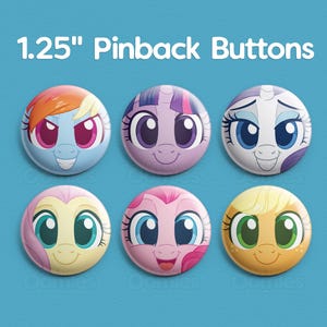 Mane Six Pony 1.25&quot; Buttons
