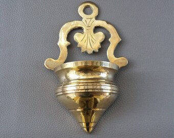 Vintage Brass Wall Pot, decorative wall pot, wall pot, pure brass, wall decoration, brass wall decor, wall ornament, holy water font