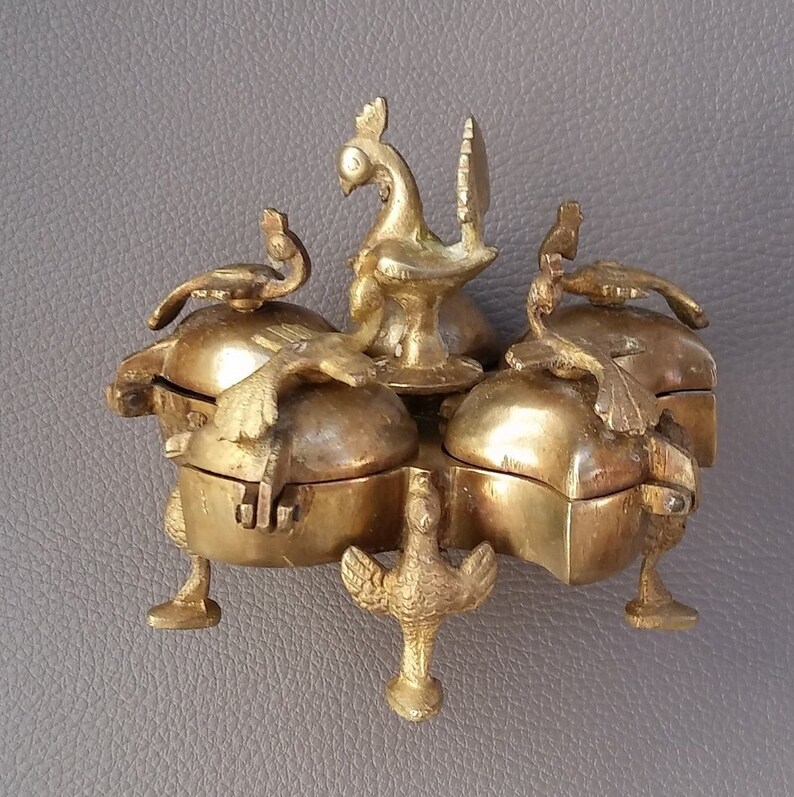 Antique Kumkum box Indian Spice Box Brass KumKum Brass Etsy