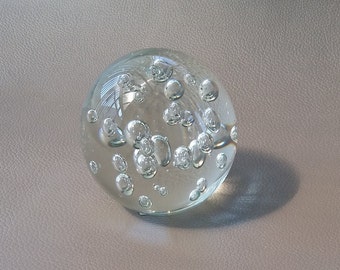 Clear Glass paperweight, Glass orb, Desk ornament, Glass ornament, glass decor,