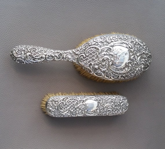 Antique Vanity Set 2 Piece Hallmarked Sterling Silver With Antique Vanity Set 2 Piece Hallmarked, Antique Sterling Silver Vanity Set