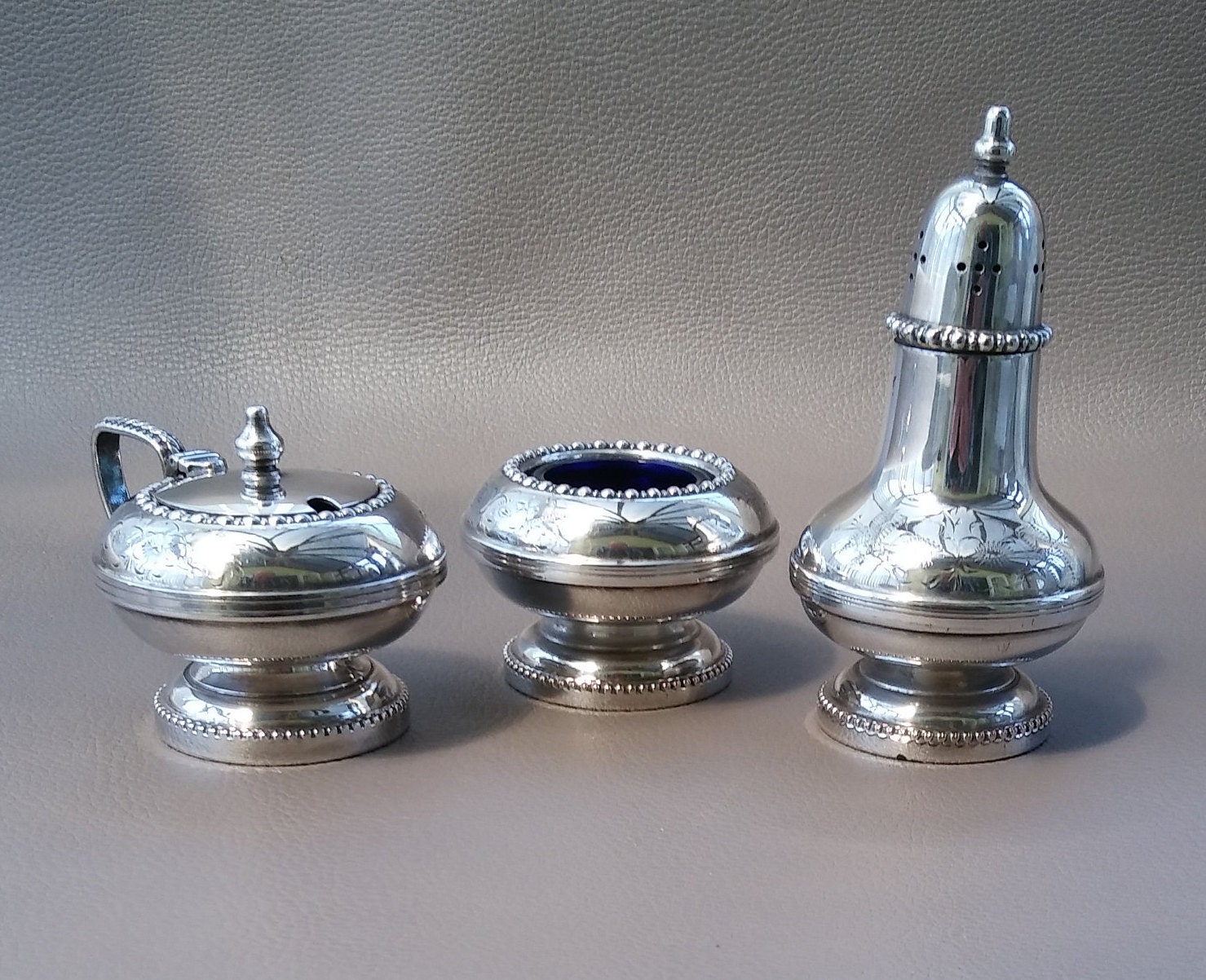 Silver Plate, Condiment Set, Silver Plated Cruet Set, Salt and Pepper