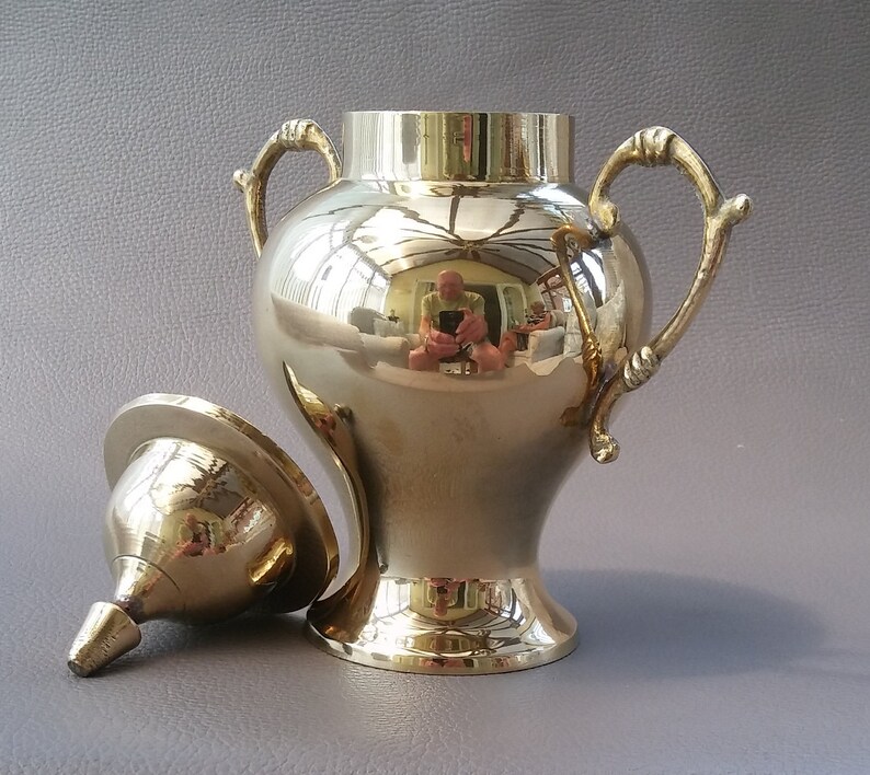 Lidded Brass Urn Brass Vase Brass Ornament Brass Decor Urn Etsy