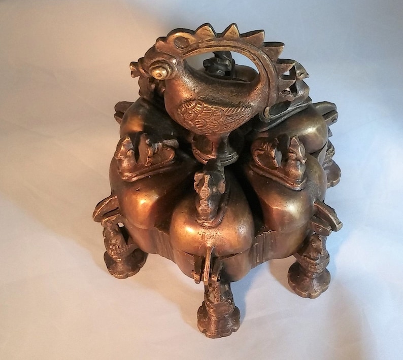 Large Antique Kumkum Box Indian Spice Box Brass Kumkum Etsy UK