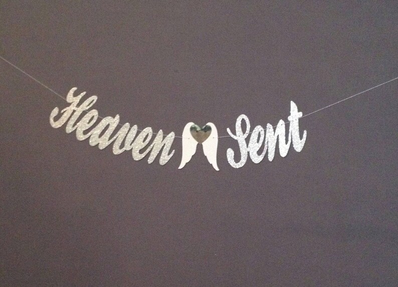 Heaven Sent Baby Shower Banner Angel Wings Cloud Baby Etsy Heaven Sent Baby Shower Banner Angel Wings Cloud Baby Etsy