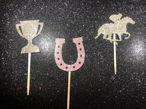 Kentucky oaks derby bachelorette baby shower gender reveal party cupcake Toppers \u239c custom cake first derby \u239c pony horse parties \u239c SET OF 12