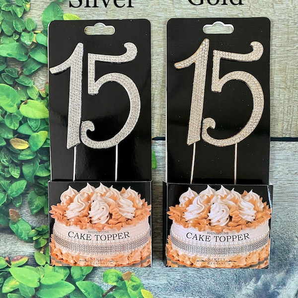 Rhinestone number 15 cake topper - Metal rhinestone crystal cake topper 15- Quinceanera Birthday