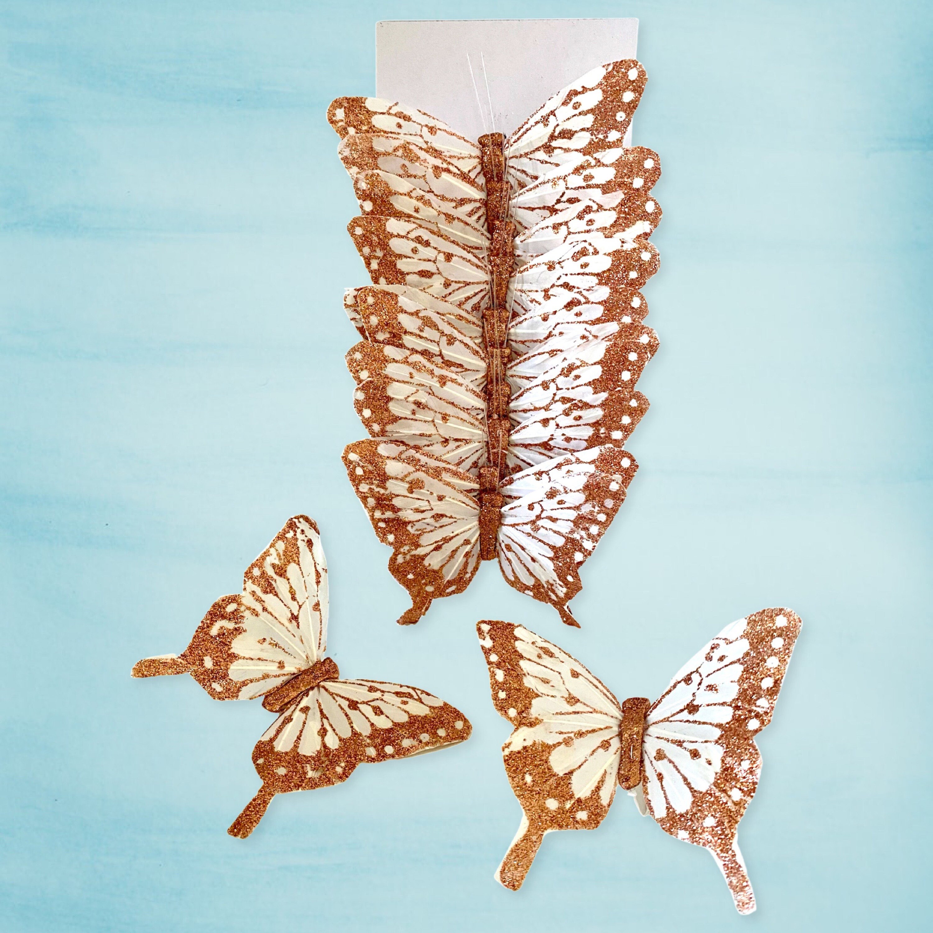 12 Large 7 Monarch Feather Butterflies on Wire for Costumes