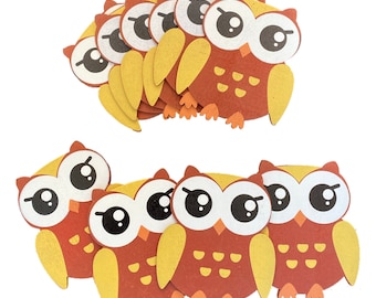 10 Owl wooden cutouts - painted wood baby owl - owl favor party - scrapbook