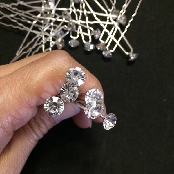 Set of 24 Crystal hair bobby pin- Diamond bobby pin- Wedding hair pins- Wedding accessories- fancy bobby pins- Bridal bobby pins.