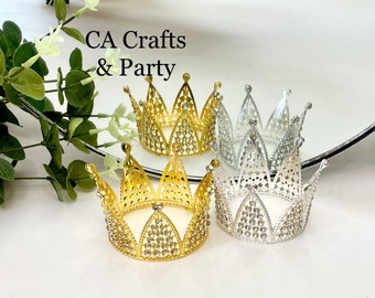 Small Rhinestone Metal crown cake topper 3.5” - Royal Prince, Princess, King, Queen crown tiara- Cake ornament - cake topper 4997