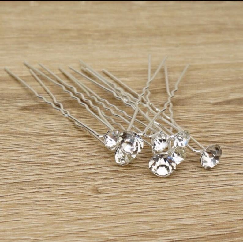 Set of 24 Crystal Hair Bobby Pin Diamond Bobby Pin Wedding Etsy