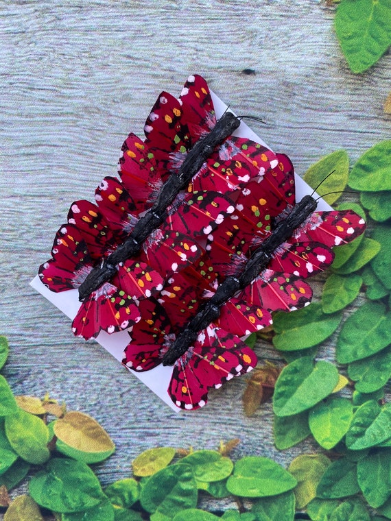 Red Craft Butterflies, Artificial Butterflies, Butterfly for DIY