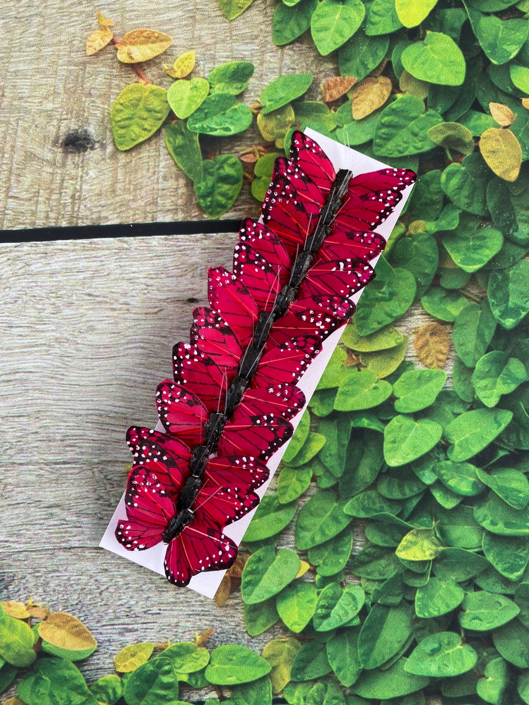 12 Feather Red Monarch Butterflies 2inch Artificial Feather Etsy