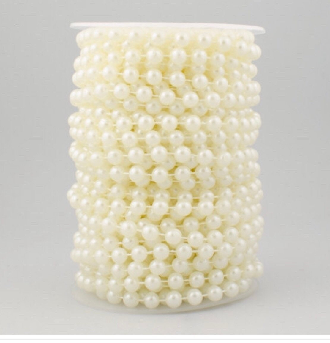 Flat Pearl Garland String 11 Yards, 10MM Half-Round Beaded Spool Roll  Crafts for Wedding Decoration (White)