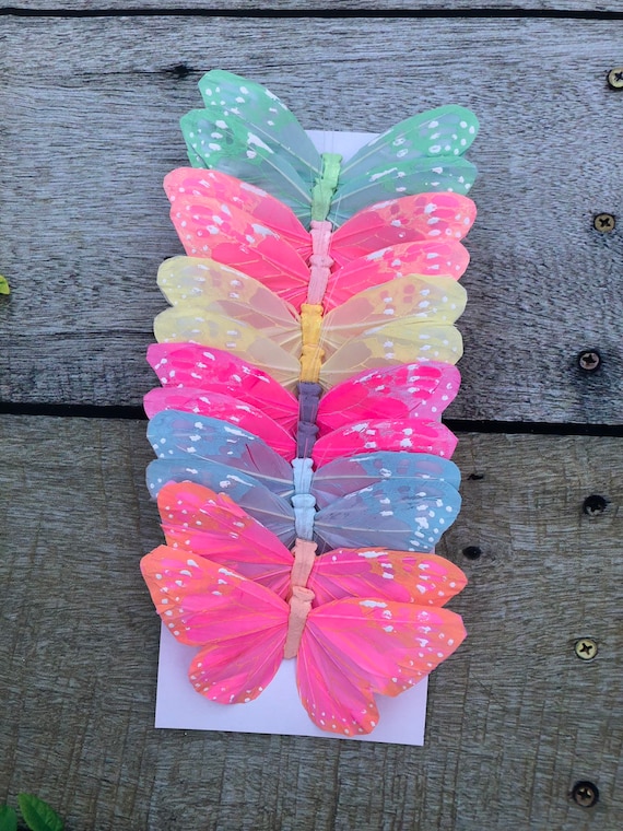  Juego de 12 mariposas de plumas monarca con purpurina