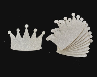 20pk 2" silver glitter foam crown, Silver Princess tiara, prince baby shower, princess birthday party decorations.