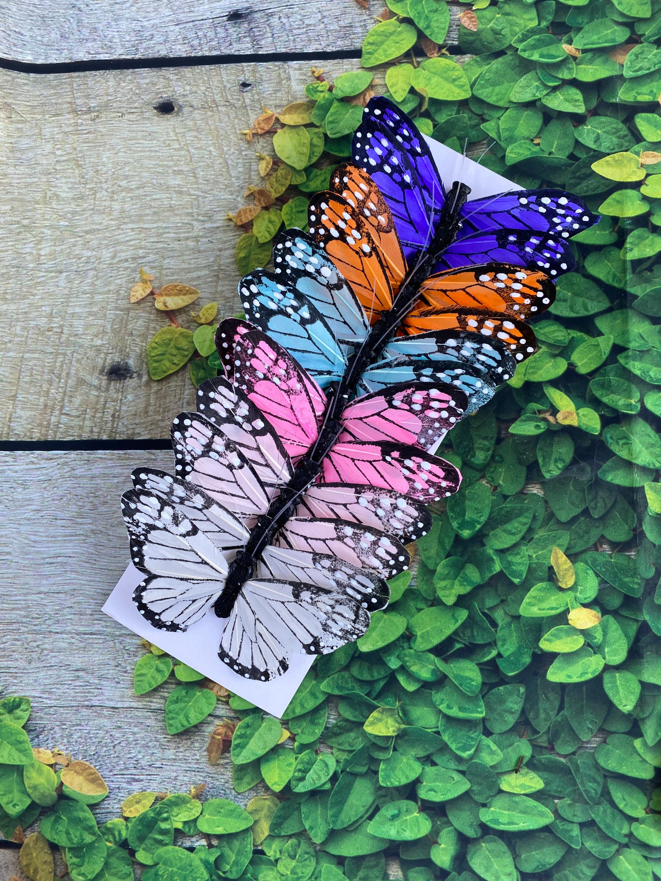 12 Large Feather Monarch Butterflies 4.5inch assorted colors Etsy