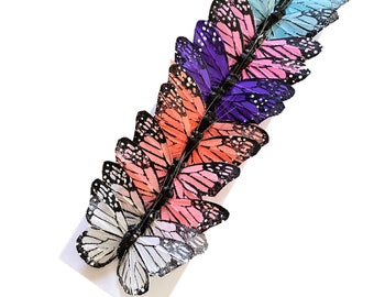 12 Feather Monarch Butterflies Assorted Colors 3inch- Artificial Feather butterflies- butterfly scrapbooking- Vibrant Monarch #3785