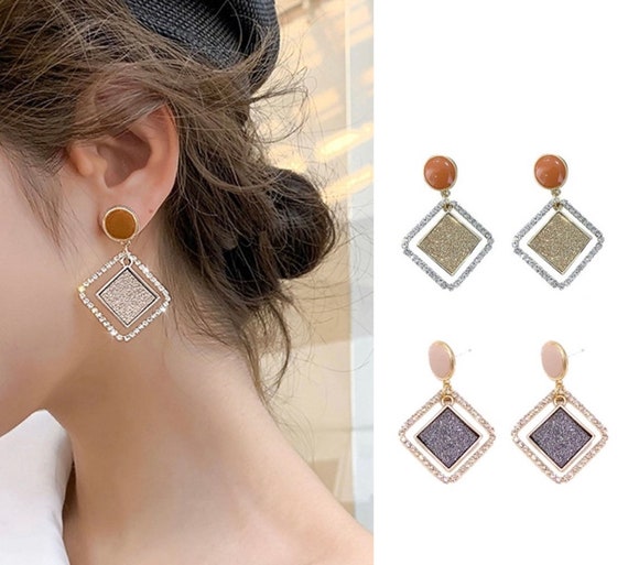 Buy Gold Diamond Pyramid Studs Gold Rhombus Shape Earrings Square Pyramid  Studs Geometrical Stud Gold Unique Studs Jewelry for Her Online in India -  Etsy