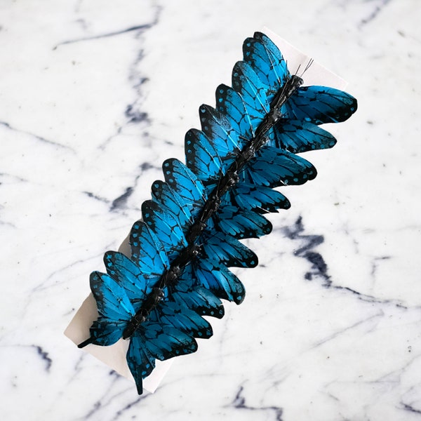 12 Feather Butterflies Blue Morpho Papilio 3inch Artificial Feather butterflies- Blue butterfly - scrapbooking- Vibrant Monarch #3000B