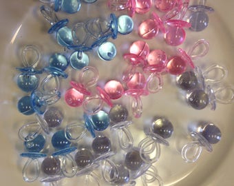 Medium Clear Acrylic Pacifier 1.5 inch- 24PCS for Baby Shower or gender reveal- plastic pacifier crafts- DIY Pacifier necklace- cake topper.