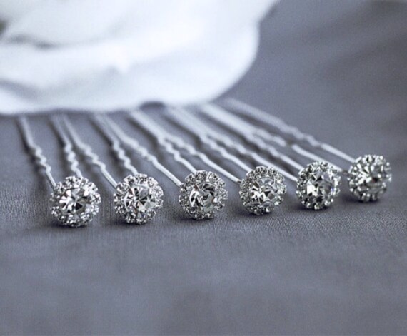 Crystal Rhinestone Hair Bobby Pins 12 Pcs Diamond Hair Pins Etsy