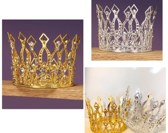 Baroque Rhinestone Metal crown cake topper 5.5"- Royal Prince, Princess, King, Queen crown tiara- Cake ornament - Bridal hair accessories