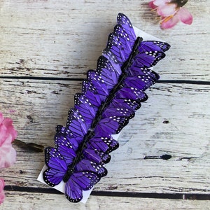 12 Feather Indigo Purple Butterfly 3inch- Violet Artificial Feather butterflies- scrapbooking- DIY hair accessory- vibrant monarch #3785PU