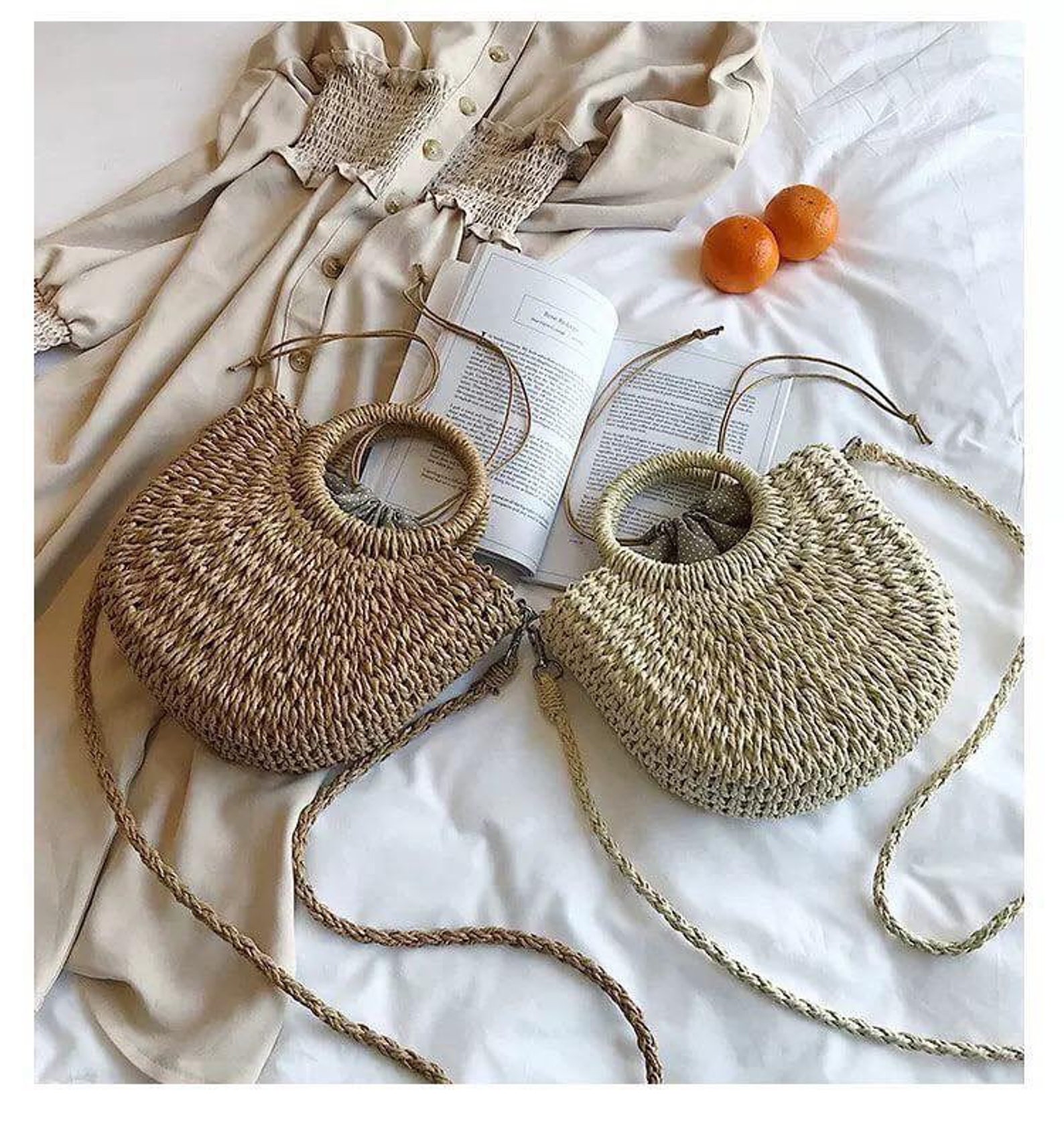 Baggie - Handwoven Half-Moon Straw Tote Bag