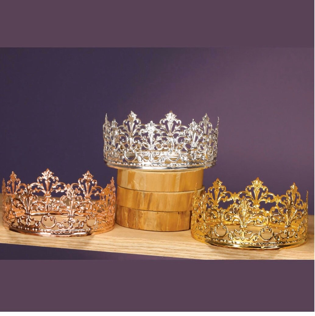 Metal crown cake topper 5.2”- Princess gold crown cake topper - Royal…