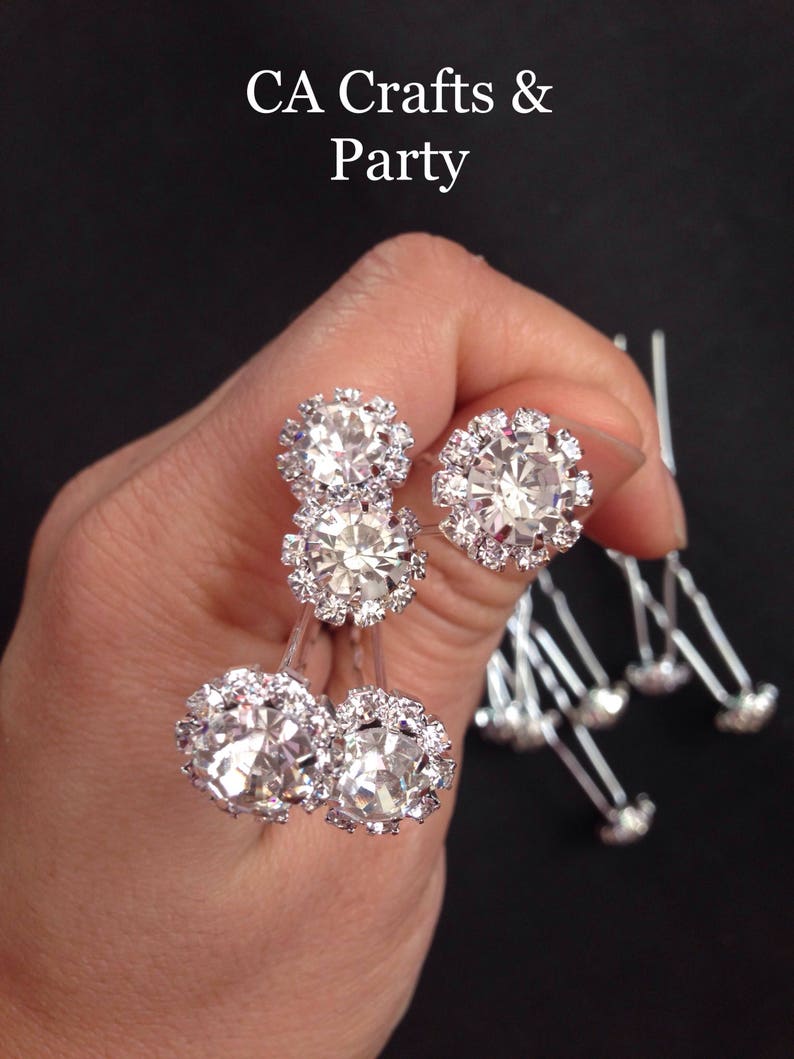 Crystal rhinestone hair bobby pins 12 pcs Diamond hair pins Etsy