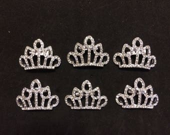 6 Pieces Mini Rhinestone Crown Pins- crown rhinestones brooch- crown safety pin- princess crown pin- rhinestone tiara pin- princess wedding.