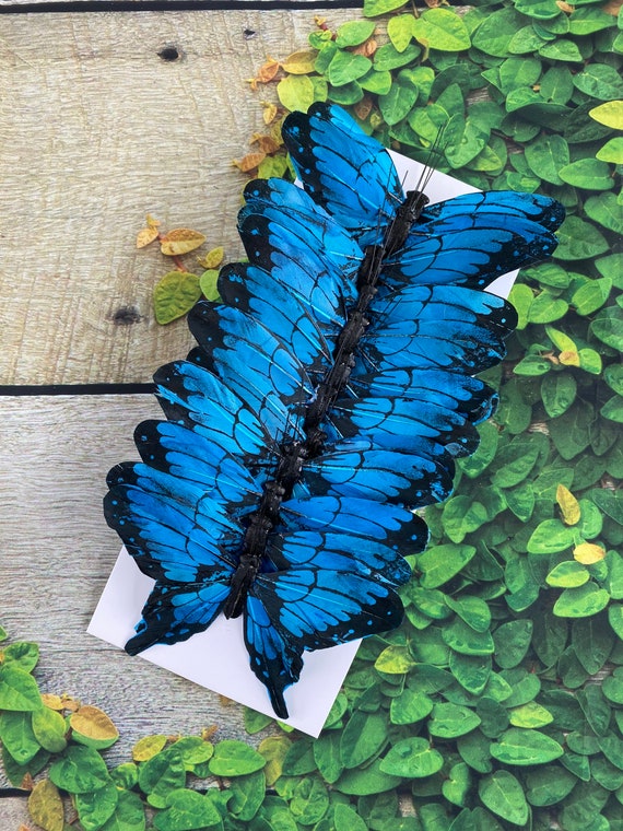 Feather Fake Butterfly for Craft Decoration Set of 12 with Clip Wedding  Home A