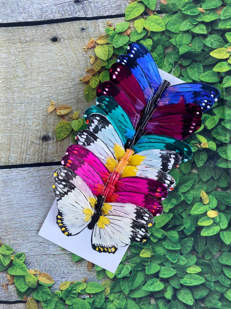 12 Large Feather Monarch Butterflies 5inch Assorted Colors Etsy