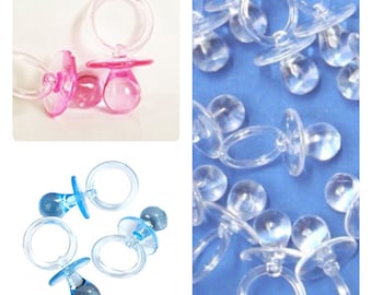 Pacifier Faceted Acrylic Charms 10 x Clear CRYSTAL Dummy Baby Shower 