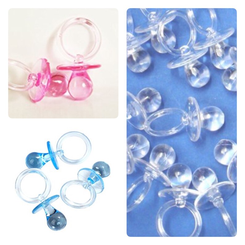 12 Pcs Large Clear Acrylic Pacifier 2 5in Baby Shower Image 0