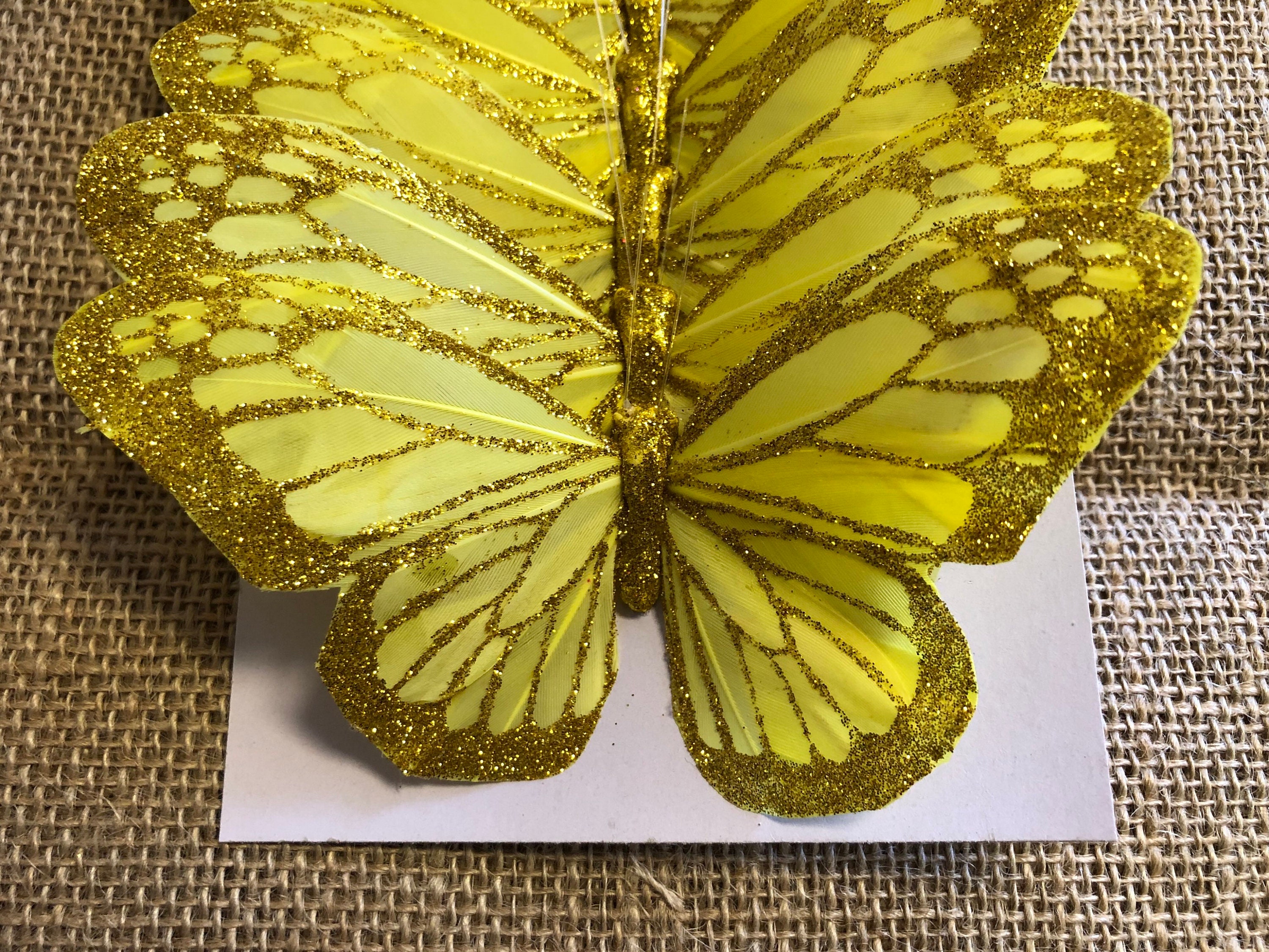 12 Large Gold Feather Butterflies 5inch Artificial Gold Etsy