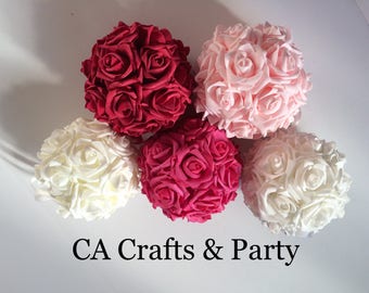 Foam rose kissing ball 6 inch or 7 inch foam rose flower ball- wedding table centerpieces- pomander foam roses.