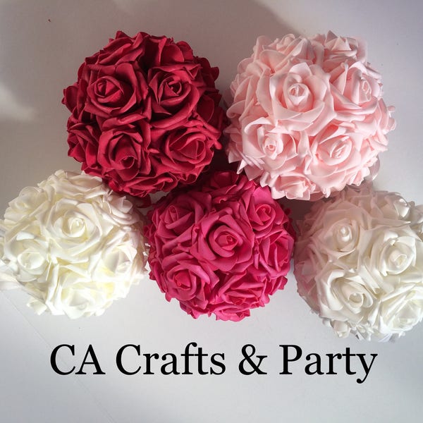 Foam rose kissing ball 6 inch or 7 inch foam rose flower ball- wedding table centerpieces- pomander foam roses.