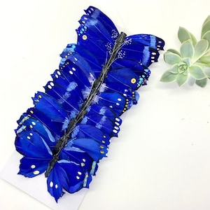 12 Large Blue Feather Monarch Butterflies 5inch- Dark blue butterfly - butterfly scrapbooking- Royal Blue Vibrant Monarch Butterfly #5137