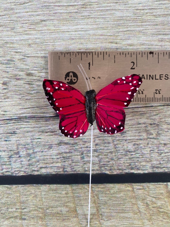 Red Craft Butterflies, Artificial Butterflies, Butterfly for DIY Craft,  Feather Butterfly, 3 Sizes, Feather Butterflies, Decorations 