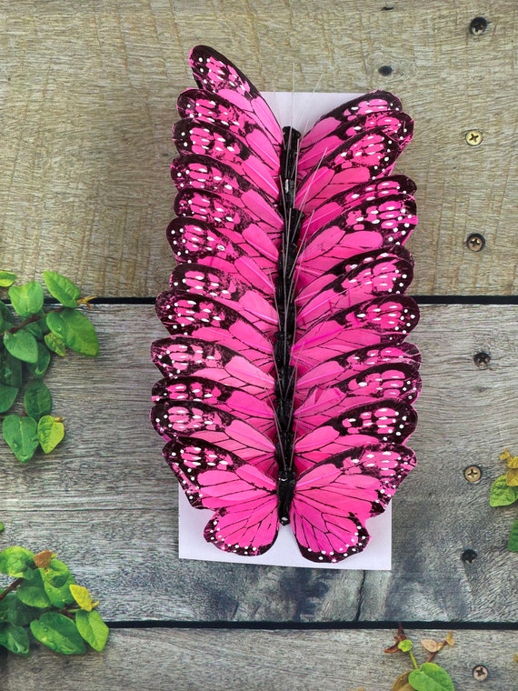 Fake Butterflies | Fake Monarch | Burgundy Feather Monarch Butterflies - 1  3/4in. - 12 Pieces/Pkg. (pm60911208)