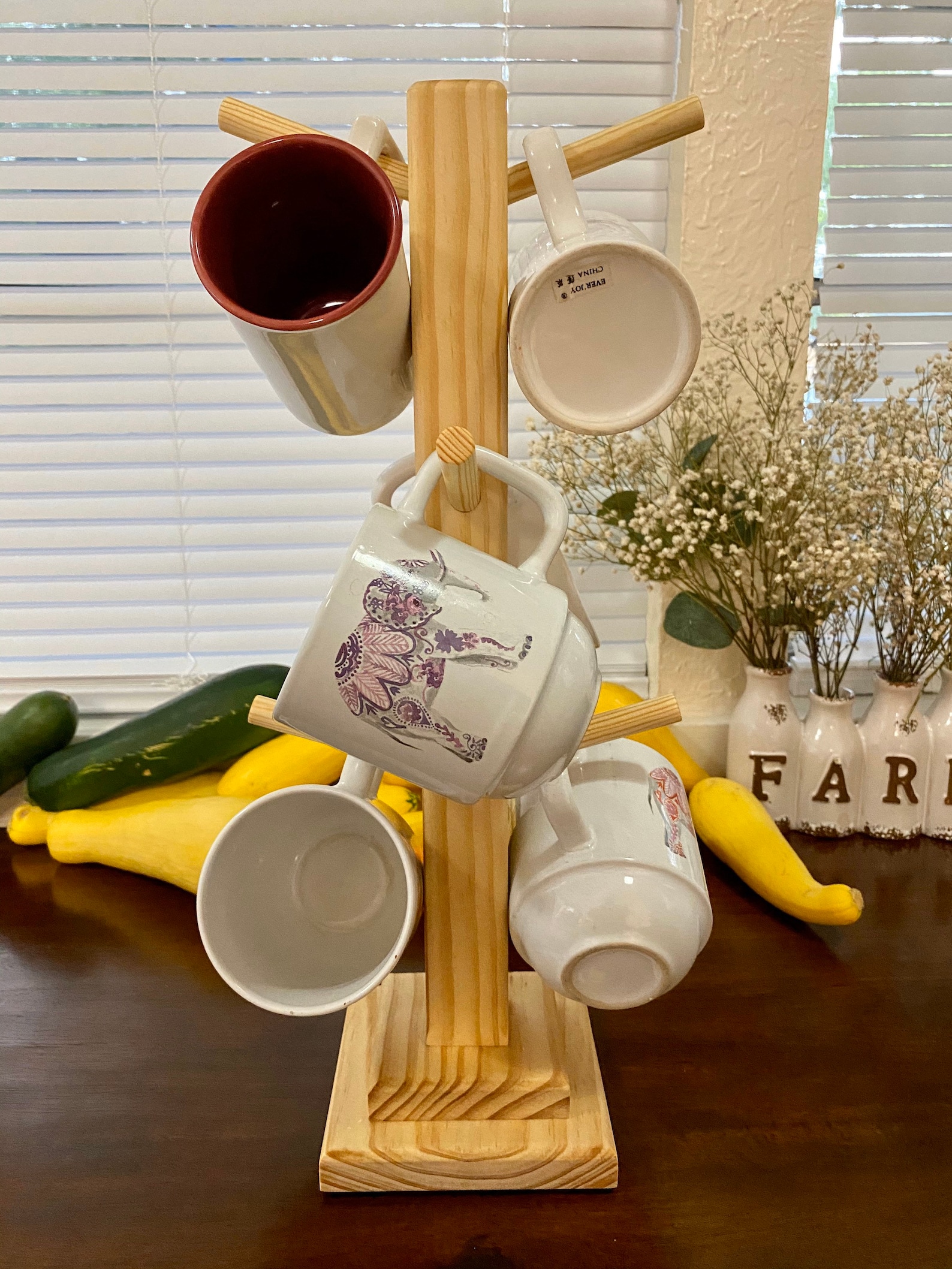 Wood Coffee Mug Tree Wood Coffee Mug Holder Mug Stand Mug Etsy