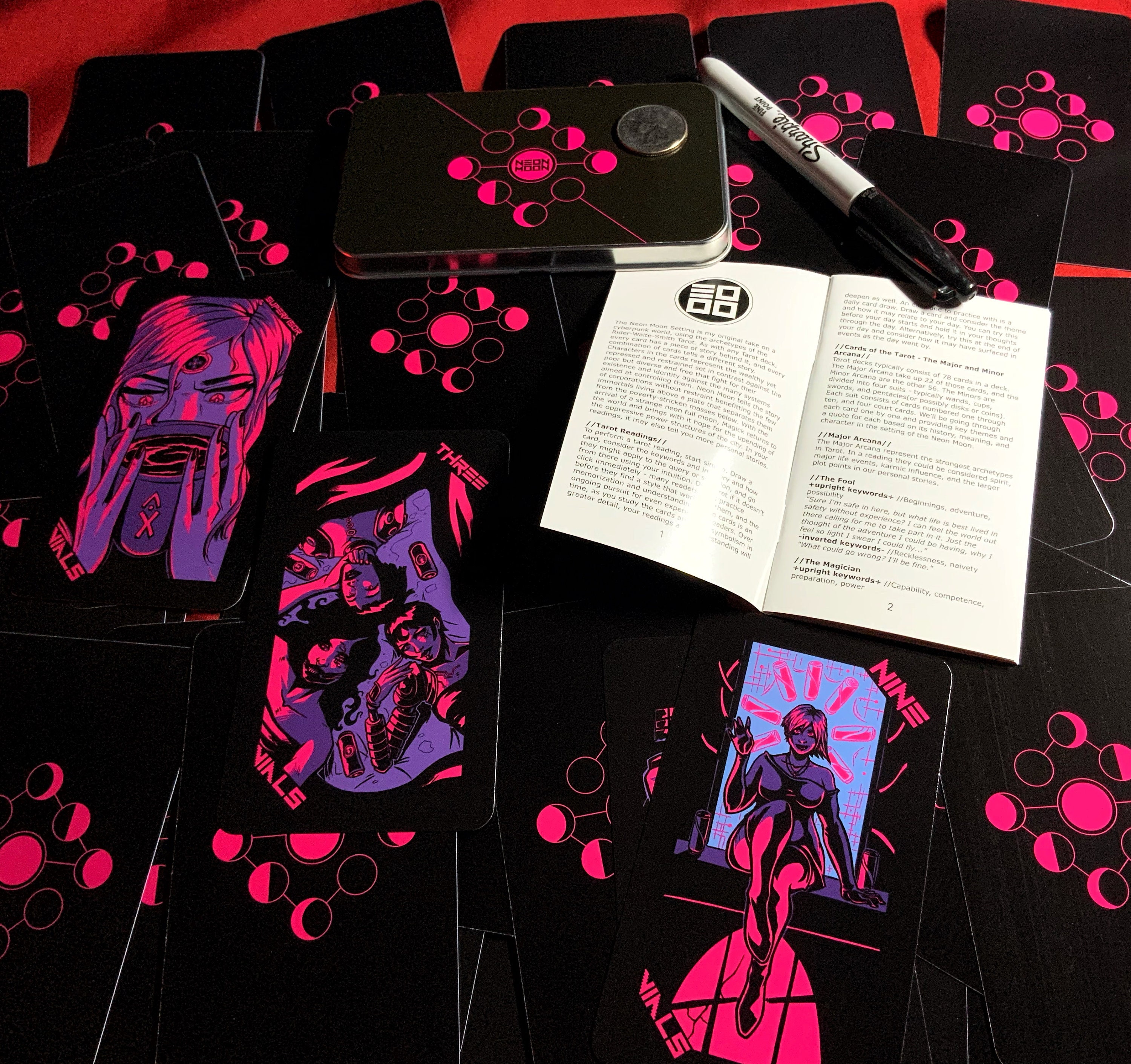 Neon Moon Tarot Deck Third Edition with Labelled Tin and Etsy