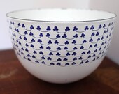Vintage Kaj Franck Blue and White Enamel Metal Clover Bowl , Finel Arabia Finland , Hackman Finland Bowl , Enamelware , Clover Bowl