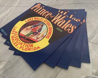 Prince of Wales, Vintage Florida Citrus, Lake Wales Citrus Growers, Lake Wales Florida, Vintage label, Retro Florida Kitchen, Vintage citrus